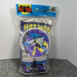 Vintage Batman Party Paks 1982 -  (Plates, Cups, Paper Table Cloth, Napkins)